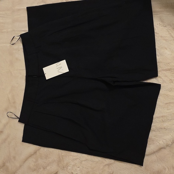 ZARA Black Linen Blend Full Length Dad Pants Size Large - Picture 3 of 5